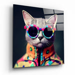 De Coolste Kat – Vierkant Glasschilderij