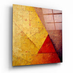 Vierkant Glasschilderij Ochre en rood Angular Aged Wall Glasschilderij