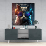 Punky Cat Glass Wall Art || Designer Collection | Insigne Art Design