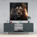 Proud Savanna Lion Glass Wall Art || Designer Collection