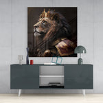 Proud Savanna Lion Glass Wall Art || Designer Collection