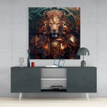 Proud Savanna Lion Glass Wall Art || Designer Collection