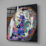 De Maagd van Gustav Klimt – Vierkant Glasschilderij