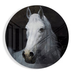 Portret van een wit paard – Rond Glasschilderij