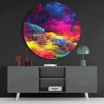 Regenboogveer met wolk – Rond Glasschilderij