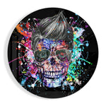 Popart-schedel met pompadour – Rond Glasschilderij