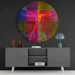 Da Vinci-figuur met binaire code – Rond Glasschilderij