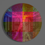 Da Vinci-figuur met binaire code – Rond Glasschilderij