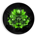 Groene spetters op een dahlia – Rond Glasschilderij