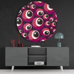 Rood-paars boze-oog kralenpatroon – Rond Glasschilderij