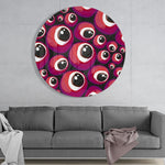 Rood-paars boze-oog kralenpatroon – Rond Glasschilderij