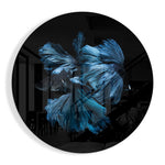 Blauwe betta met sierlijk golvende vinnen – Rond Glasschilderij