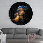 Blauwe betta met gouden staart – Rond Glasschilderij