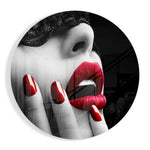 Rode lippen en rode nagels – Rond Glasschilderij