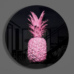 Gloeiende roze ananas – Rond Glasschilderij