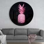 Gloeiende roze ananas – Rond Glasschilderij