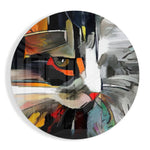 Abstract geschilderde kat – Rond Glasschilderij