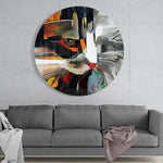 Abstract geschilderde kat – Rond Glasschilderij