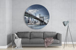 Brooklyn Bridge in de skyline – Rond Glasschilderij