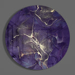 Paars marmer met gouden aders – Rond Glasschilderij