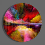 Karmozijnrode regenboogrook – Rond Glasschilderij