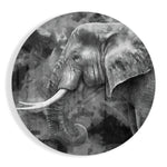 Geschilderd olifantenprofiel in monochroom – Rond Glasschilderij