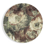 Vintage klaprozen in bruin en groen – Rond Glasschilderij