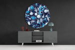 Elegante mix van blauw – Rond Glasschilderij