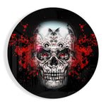 Sugar Skull met karmozijnrode ogen – Rond Glasschilderij