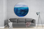 Blauwe kleurnuances – Rond Glasschilderij