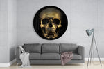 Brons-gouden schedel – Rond Glasschilderij