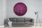 Verweerd ruitpatroon in roze – Rond Glasschilderij