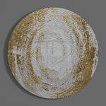 Getextureerde cirkel in crème en goud – Rond Glasschilderij