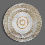 Wit-gouden bullseye met stralen – Rond Glasschilderij