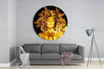 Vrouw met gouden kroon – Rond Glasschilderij