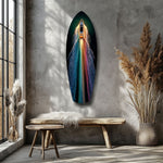 Rainbow Wake Speedboat Aerial Glass Wall Art.