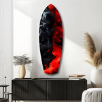 Red Black Smoke Ink Swirl Glass Wall Art.