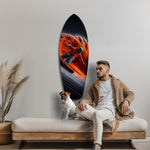 Snowboarder Fire Trail Adrenaline Glass Wall Art.