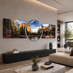 Golden Cliffs Mountain Valley 3 Piece Glass Wall Art