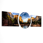 Golden Cliffs Mountain Valley 3 Piece Glass Wall Art