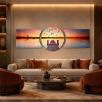 Sunset Pier Flying Birds 3 Piece Glass Wall Art