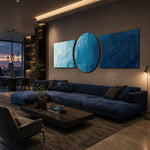 Flowing Blue Ocean Abstract 3 Piece Glass Wall Art