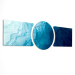 Flowing Blue Ocean Abstract 3 Piece Glass Wall Art