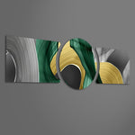 Emerald Gold Brushstroke Swirls 3 Piece Glass Wall Art