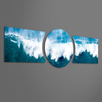 Crashing Blue Ocean Wave 3 Piece Glass Wall Art