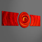 Crimson Swirl Vortex 3 Piece Glass Wall Art
