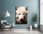 The White Wolf's Gaze Glass Wall Art || Designer Collection