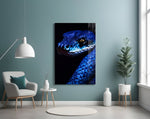 Eyes of the Blue Viper Glass Wall Art || Designer Collection