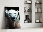 Polar Bear's Gaze Glass Wall Art || Designer Collection