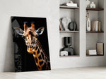 The Gentle Look of a Giraffe Glass Wall Art || Designer Collection